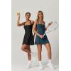 imageQINSEN Womens Square Neck Tennis Dress Sleeveless Built in Shorts Golf Athletic Dress with PocketsDark Blue
