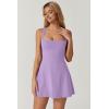 imageQINSEN Womens Square Neck Tennis Dress Sleeveless Built in Shorts Golf Athletic Dress with PocketsLight Purple