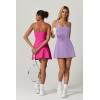 imageQINSEN Womens Square Neck Tennis Dress Sleeveless Built in Shorts Golf Athletic Dress with PocketsLight Purple