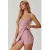imageQINSEN Womens Square Neck Tennis Dress Sleeveless Built in Shorts Golf Athletic Dress with PocketsPink