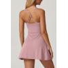 imageQINSEN Womens Square Neck Tennis Dress Sleeveless Built in Shorts Golf Athletic Dress with PocketsPink
