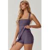 imageQINSEN Womens Square Neck Tennis Dress Sleeveless Built in Shorts Golf Athletic Dress with PocketsPrune Purple