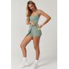 imageQINSEN Womens Square Neck Tennis Dress Sleeveless Built in Shorts Golf Athletic Dress with PocketsSmoke Green