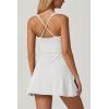 imageQINSEN Womens Square Neck Tennis Dress Sleeveless Built in Shorts Golf Athletic Dress with PocketsWhite