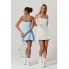 imageQINSEN Womens Square Neck Tennis Dress Sleeveless Built in Shorts Golf Athletic Dress with PocketsWhite