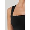 imageQINSEN Womens Square Neck with Lace Detail Long Maxi Dress Sleeveless Lounge Ribbed Full Length DressesBlack