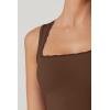 imageQINSEN Womens Square Neck with Lace Detail Long Maxi Dress Sleeveless Lounge Ribbed Full Length DressesBrown