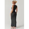 imageQINSEN Womens Square Neck with Lace Detail Long Maxi Dress Sleeveless Lounge Ribbed Full Length DressesDark Grey