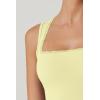 imageQINSEN Womens Square Neck with Lace Detail Long Maxi Dress Sleeveless Lounge Ribbed Full Length DressesLemon Yellow