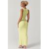 imageQINSEN Womens Square Neck with Lace Detail Long Maxi Dress Sleeveless Lounge Ribbed Full Length DressesLemon Yellow