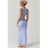 imageQINSEN Womens Square Neck with Lace Detail Long Maxi Dress Sleeveless Lounge Ribbed Full Length DressesLight Blue