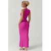 imageQINSEN Womens Square Neck with Lace Detail Long Maxi Dress Sleeveless Lounge Ribbed Full Length DressesMagenta