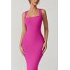 imageQINSEN Womens Square Neck with Lace Detail Long Maxi Dress Sleeveless Lounge Ribbed Full Length DressesMagenta