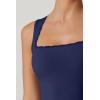 imageQINSEN Womens Square Neck with Lace Detail Long Maxi Dress Sleeveless Lounge Ribbed Full Length DressesNavy