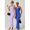 imageQINSEN Womens Square Neck with Lace Detail Long Maxi Dress Sleeveless Lounge Ribbed Full Length DressesPurole