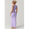imageQINSEN Womens Square Neck with Lace Detail Long Maxi Dress Sleeveless Lounge Ribbed Full Length DressesPurole