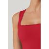 imageQINSEN Womens Square Neck with Lace Detail Long Maxi Dress Sleeveless Lounge Ribbed Full Length DressesRed