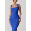 imageQINSEN Womens Square Neck with Lace Detail Long Maxi Dress Sleeveless Lounge Ribbed Full Length DressesStar Sapphire