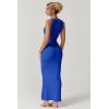 imageQINSEN Womens Square Neck with Lace Detail Long Maxi Dress Sleeveless Lounge Ribbed Full Length DressesStar Sapphire