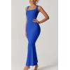 imageQINSEN Womens Square Neck with Lace Detail Long Maxi Dress Sleeveless Lounge Ribbed Full Length DressesStar Sapphire