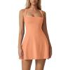 imageQINSEN Womens Square Neck Tennis Dress Sleeveless Built in Shorts Golf Athletic Dress with PocketsCantaloupe