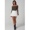 imageQINSEN Off The Shoulder Sweater for Women Long Sleeve Ribbed Knit Pullover Sweater Slim Fit Going Out TopsBrown