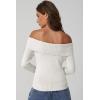 imageQINSEN Cotton Off The Shoulder Sweater for Women Long Sleeve Ribbed Knit Pullover Sweater Slim Fit Going Out TopsBeige