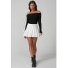 imageQINSEN Cotton Off The Shoulder Sweater for Women Long Sleeve Ribbed Knit Pullover Sweater Slim Fit Going Out TopsBlack