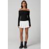 imageQINSEN Cotton Off The Shoulder Sweater for Women Long Sleeve Ribbed Knit Pullover Sweater Slim Fit Going Out TopsBlack