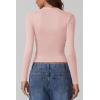 imageQINSEN Womens Square Neck Long Sleeve Tops Double Lined Slim Fit Going Out Tee Shirt Crop TopPeach