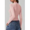 imageQINSEN Womens Square Neck Long Sleeve Tops Double Lined Slim Fit Going Out Tee Shirt Crop TopPeach