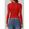 imageQINSEN Womens Square Neck Long Sleeve Tops Double Lined Slim Fit Going Out Tee Shirt Crop TopRed