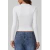 imageQINSEN Womens Square Neck Long Sleeve Tops Double Lined Slim Fit Going Out Tee Shirt Crop TopWhite