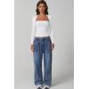 imageQINSEN Womens Square Neck Long Sleeve Tops Double Lined Slim Fit Going Out Tee Shirt Crop TopWhite