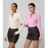 imageQINSEN Button Down Shirts for Women V Neck Long Sleeve Ribbed Knit Slim Fit Basic Tee TopsPink