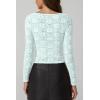 imageQINSEN Chic Floral Lace Crop Tops for Women Slim Fit Long Sleeve Square Neck Crop Tops Basic Going Out ShirtsLight Turquoise