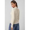imageQINSEN Long Sleeve Shirts for Women Crewneck Half Zipper Ribbed Knit Going Out Tops Full Length Basic TeeBeige