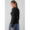 imageQINSEN Long Sleeve Shirts for Women Crewneck Half Zipper Ribbed Knit Going Out Tops Full Length Basic TeeBlack