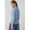 imageQINSEN Long Sleeve Shirts for Women Crewneck Half Zipper Ribbed Knit Going Out Tops Full Length Basic TeeDusty Blue
