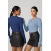 imageQINSEN Long Sleeve Shirts for Women Crewneck Half Zipper Ribbed Knit Going Out Tops Full Length Basic TeeDusty Blue