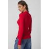 imageQINSEN Long Sleeve Shirts for Women Crewneck Half Zipper Ribbed Knit Going Out Tops Full Length Basic TeeRed