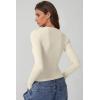 imageQINSEN Long Sleeve Shirts for Women Crewneck Rib Knit Slim Fit Going Out Tops Casual Basic TeeBeige