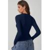 imageQINSEN Long Sleeve Shirts for Women Crewneck Rib Knit Slim Fit Going Out Tops Casual Basic TeeNavy Blue