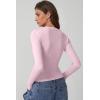 imageQINSEN Long Sleeve Shirts for Women Crewneck Rib Knit Slim Fit Going Out Tops Casual Basic TeePink