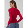 imageQINSEN Long Sleeve Shirts for Women Crewneck Rib Knit Slim Fit Going Out Tops Casual Basic TeeRed