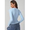 imageQINSEN Long Sleeve Shirts for Women Crewneck Rib Knit Slim Fit Going Out Tops Casual Basic TeeSky Blue