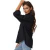 imageQINSEN Oversized Button Down Shirts for Women Long Sleeve Striped Casual Blouse Cotton TopsBlack