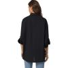 imageQINSEN Oversized Button Down Shirts for Women Long Sleeve Striped Casual Blouse Cotton TopsBlack