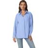 imageQINSEN Oversized Button Down Shirts for Women Long Sleeve Striped Casual Blouse Cotton TopsBlue