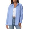 imageQINSEN Oversized Button Down Shirts for Women Long Sleeve Striped Casual Blouse Cotton TopsBlue
